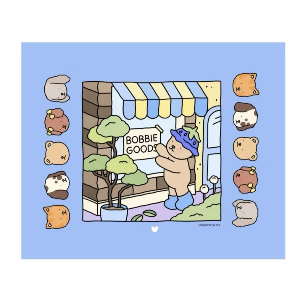Capa do Livro de Colorir Bobbie Goods com ilustrações fofas de animais e cenário divertido