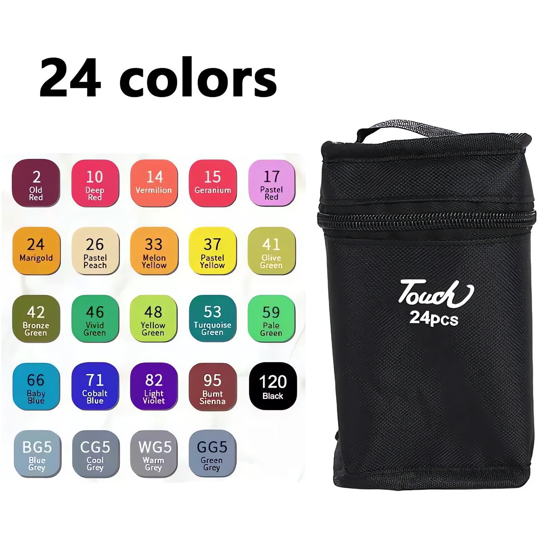 Conjunto de 24 Caneta Marcadora em diversas cores com estojo organizador para artistas