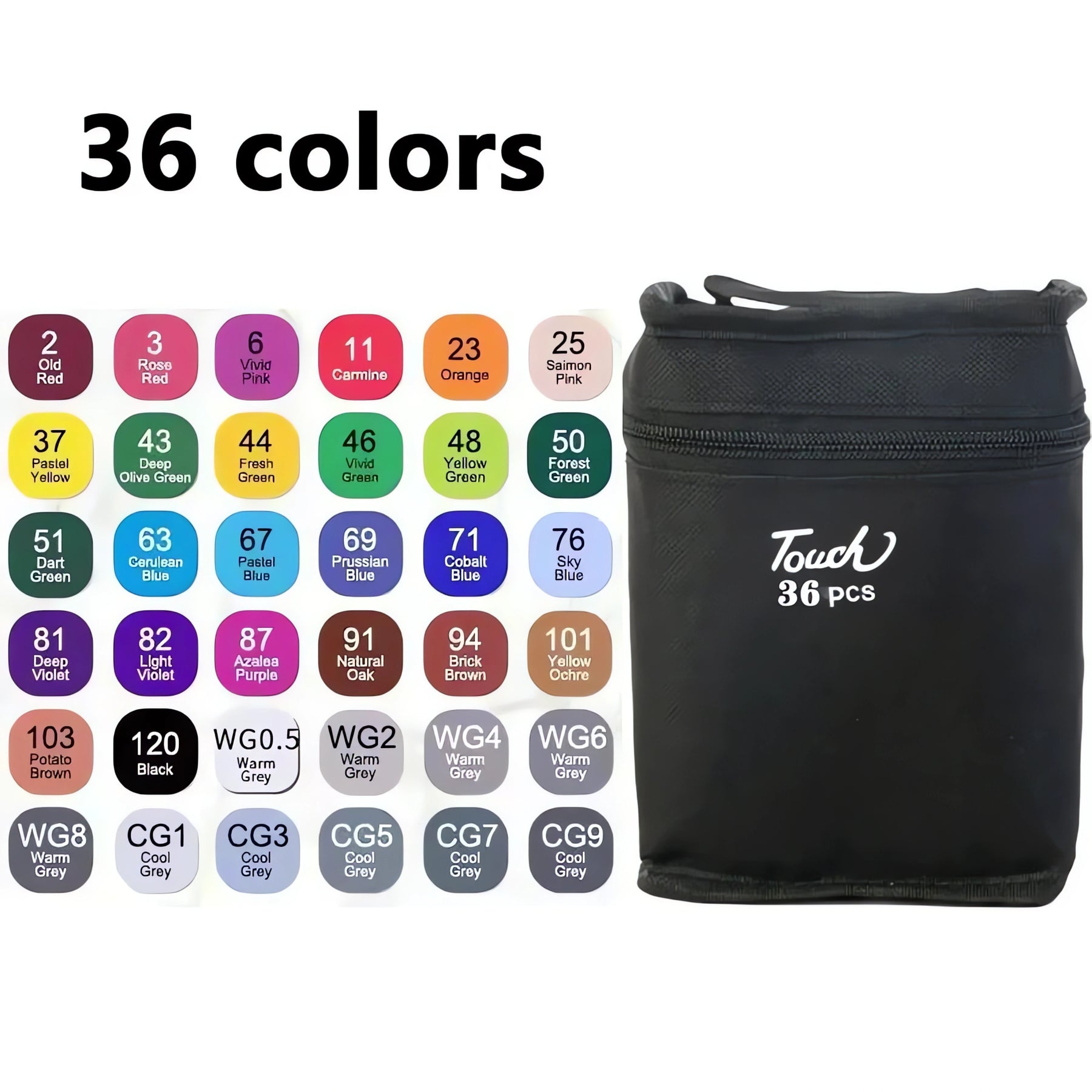 Conjunto de 36 Caneta Marcadora em diversas cores, acompanhado de estojo prático para armazenamento