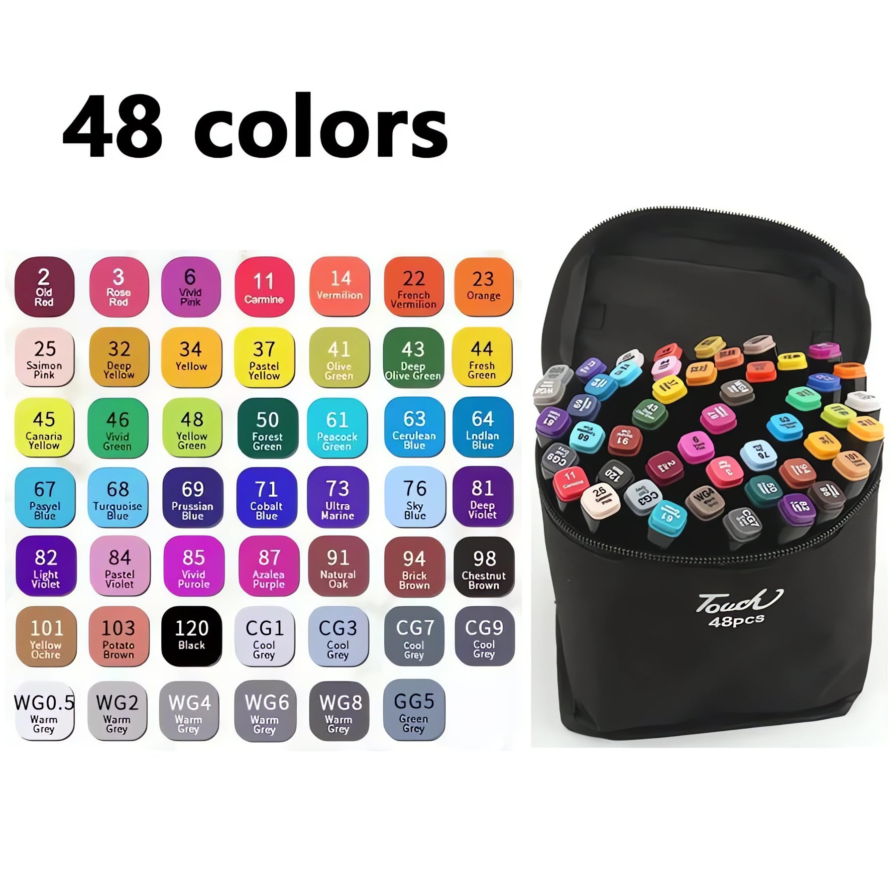 Conjunto de 48 canetas marcadoras em várias cores, ideal para artistas e entusiastas de artesanato