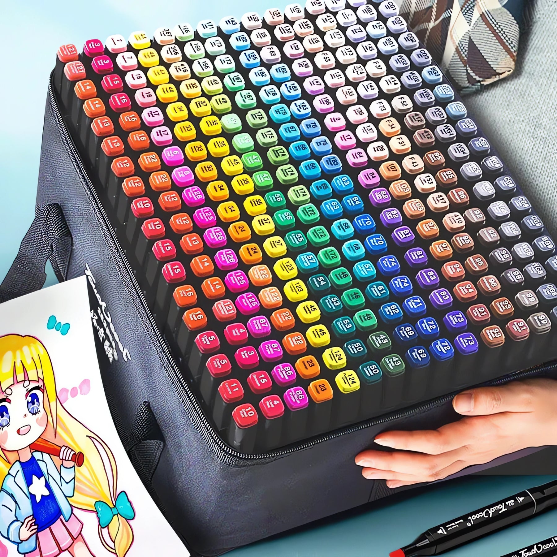 Estojo com 120 Canetas Marcadoras coloridas ideal para artistas e trabalhos manuais