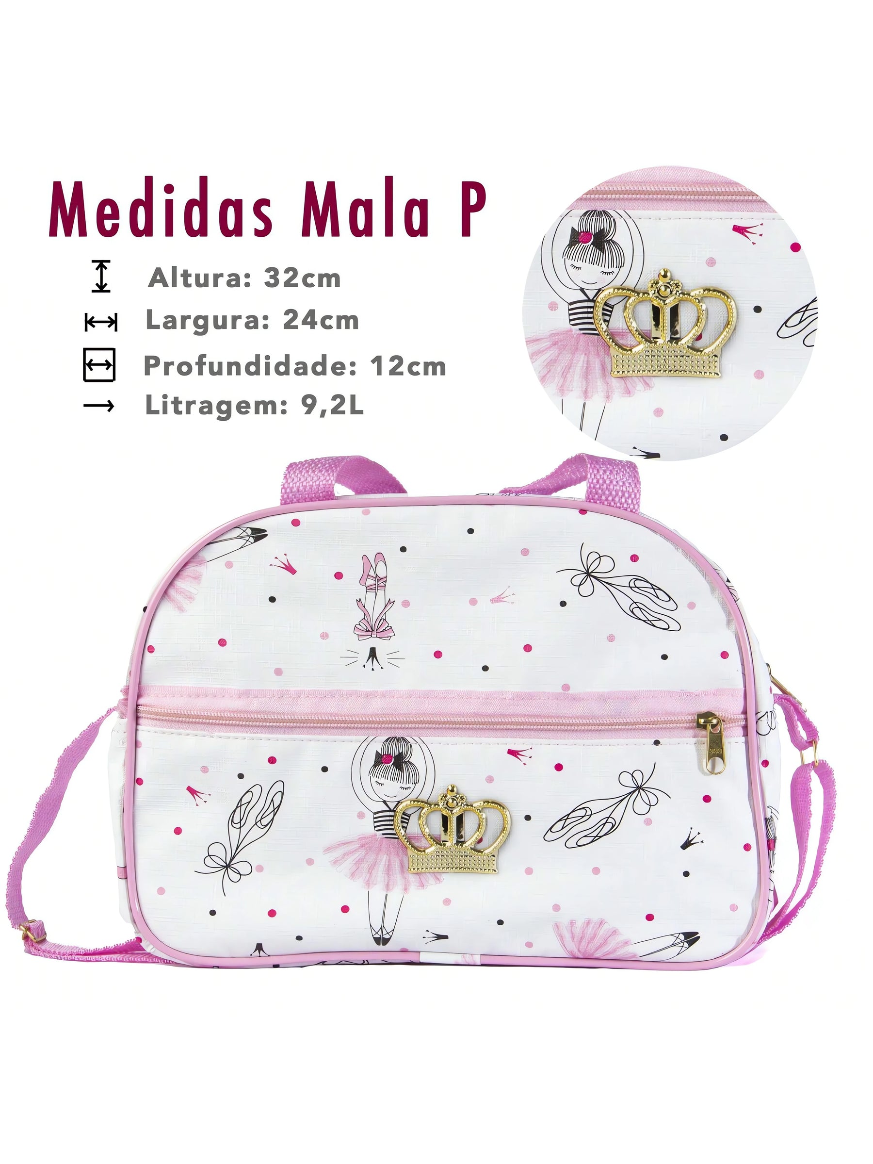 Kit Bolsa e Mala Maternidade PomPom com design feminino e medidas práticas para mães modernas