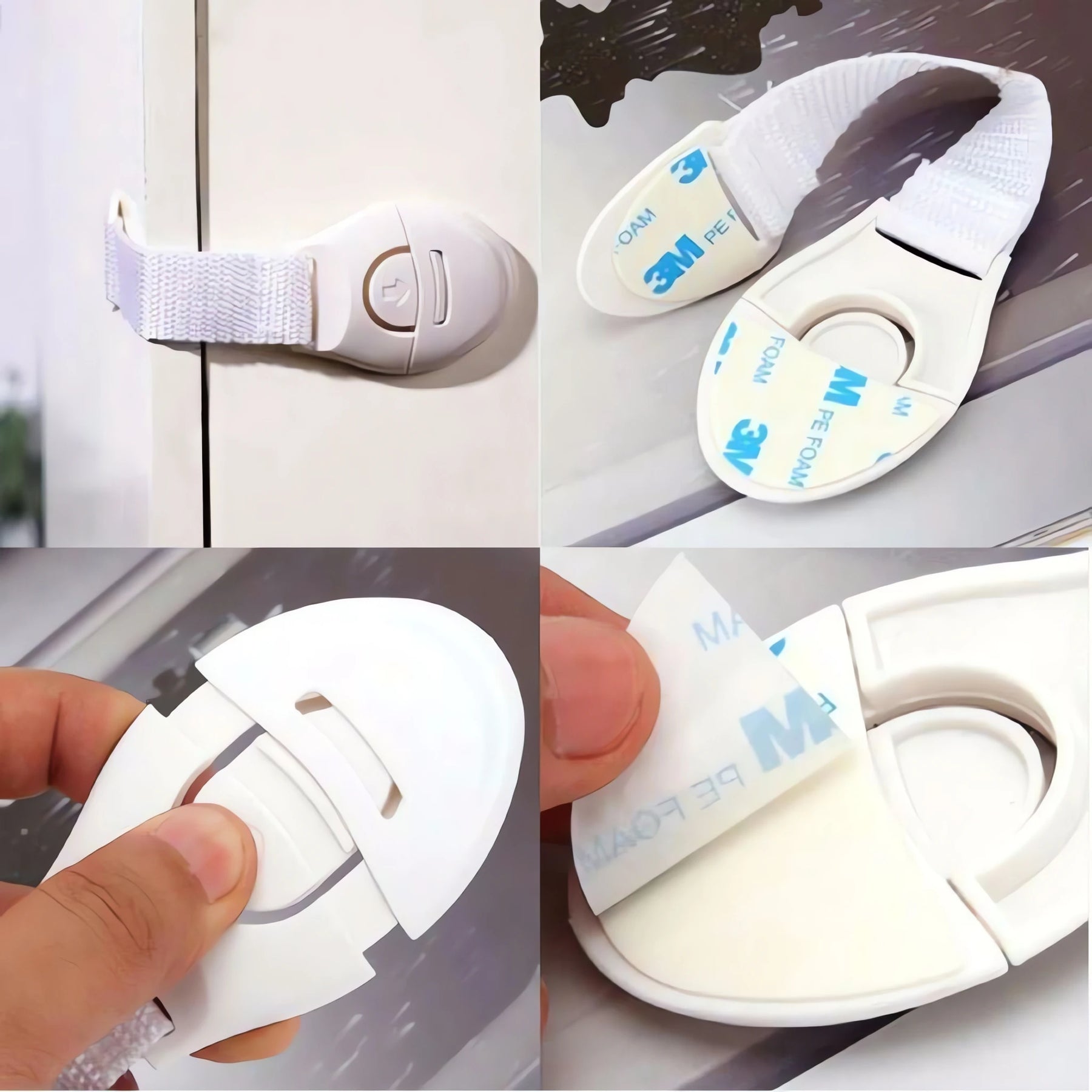 Kit de 10 Travas de Segurança brancas para portas e gavetas, ideal para proteção de crianças