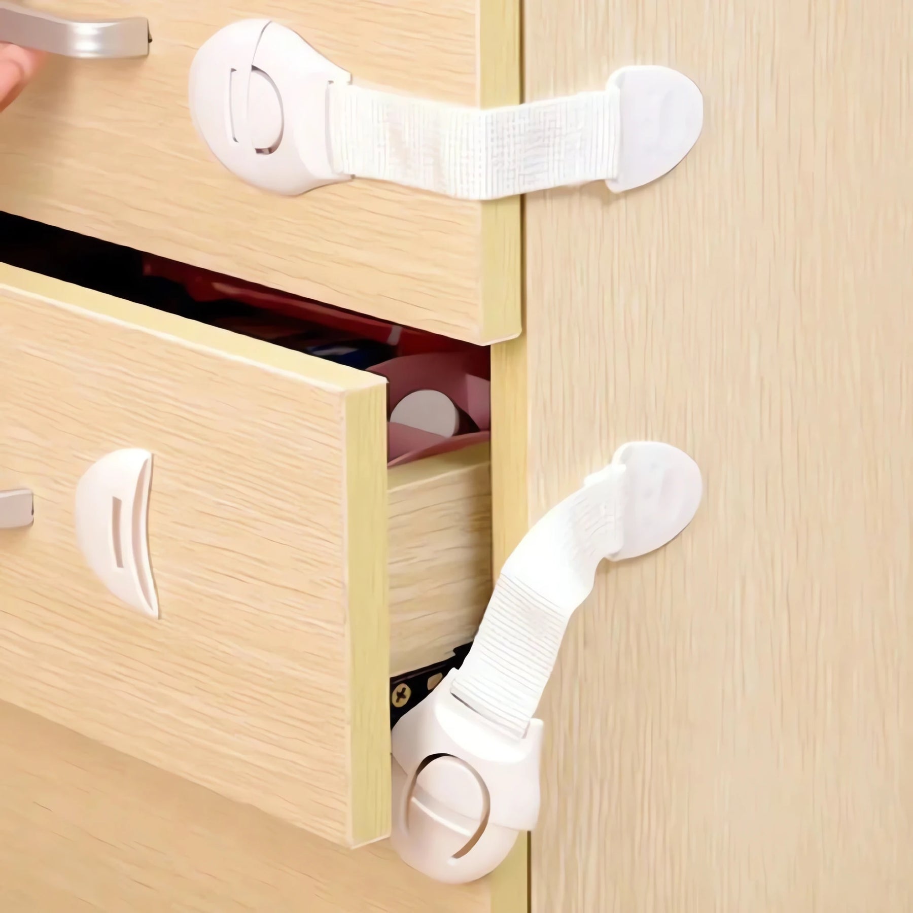 Kit de 10 Travas de Segurança para gavetas e armários, ideal para proteção infantil e prevenção de acidentes domésticos
