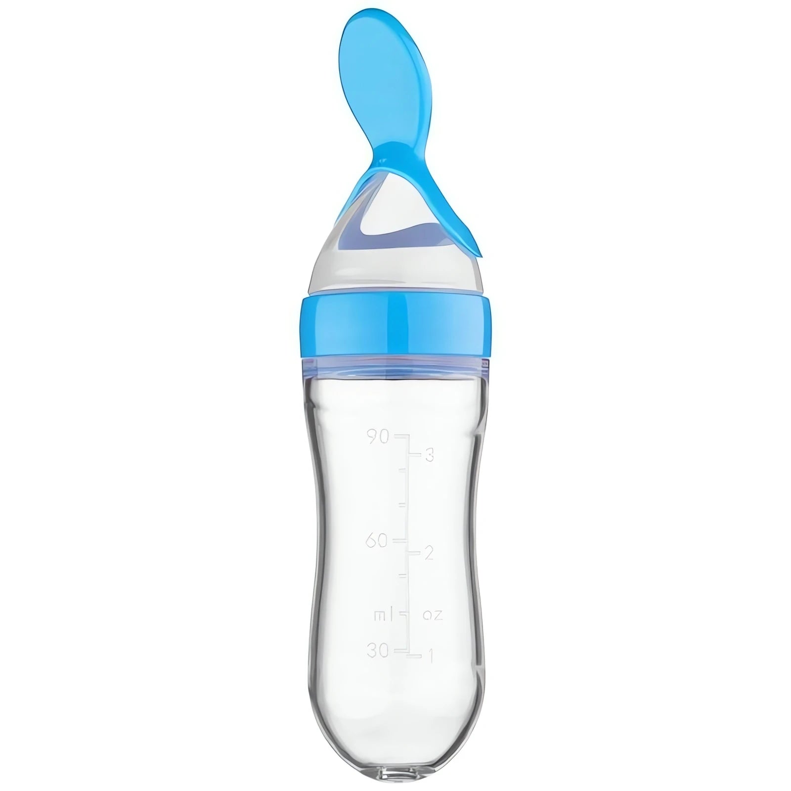 Mamadeira Baby Bottle Meu Cheirinho Bom com tampa azul e medida transparente para bebê