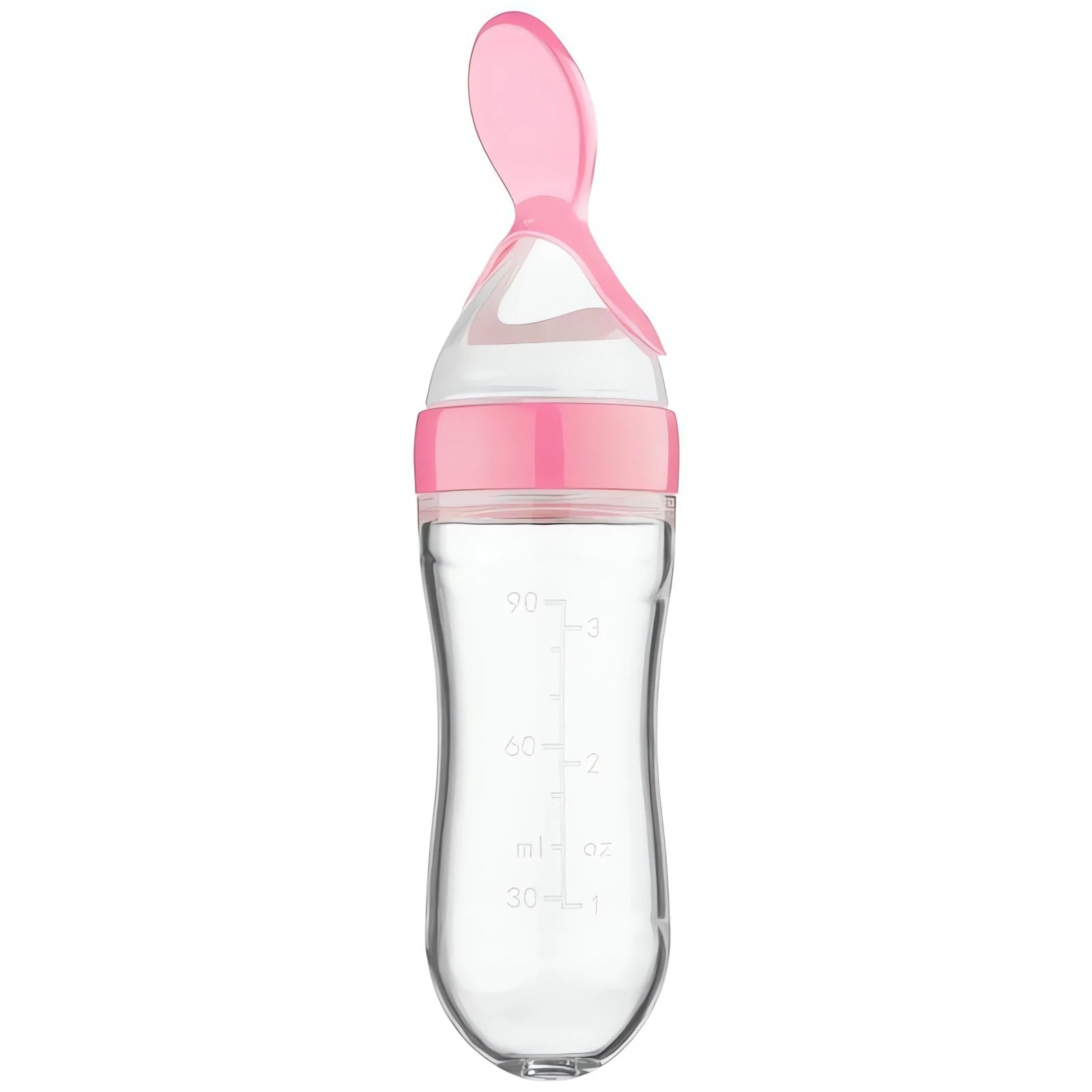 Mamadeira Baby Bottle Meu Cheirinho Bom com design transparente e tampa rosa para bebê