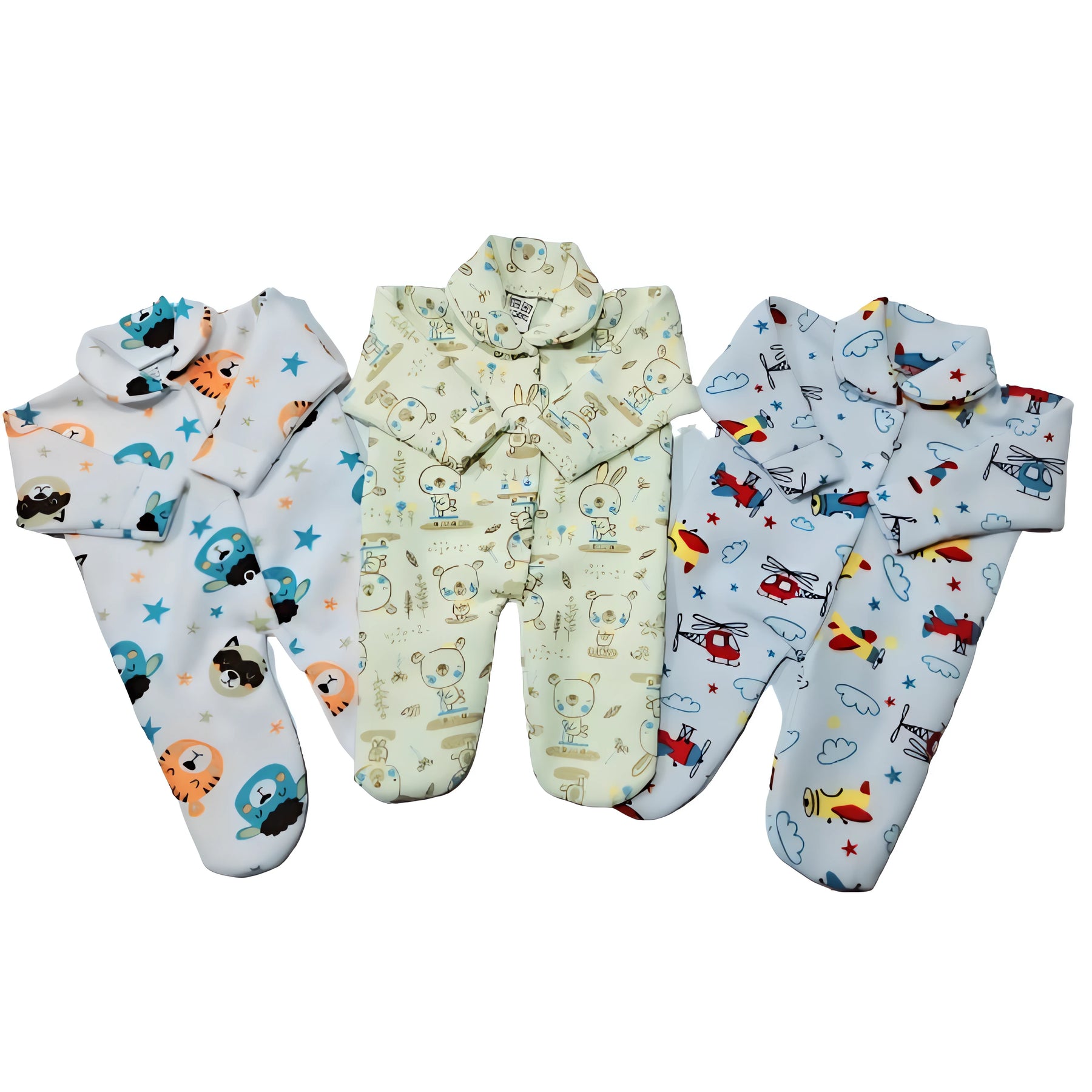 Kit 3 Macacões Bebê Soft Estampado para Inverno