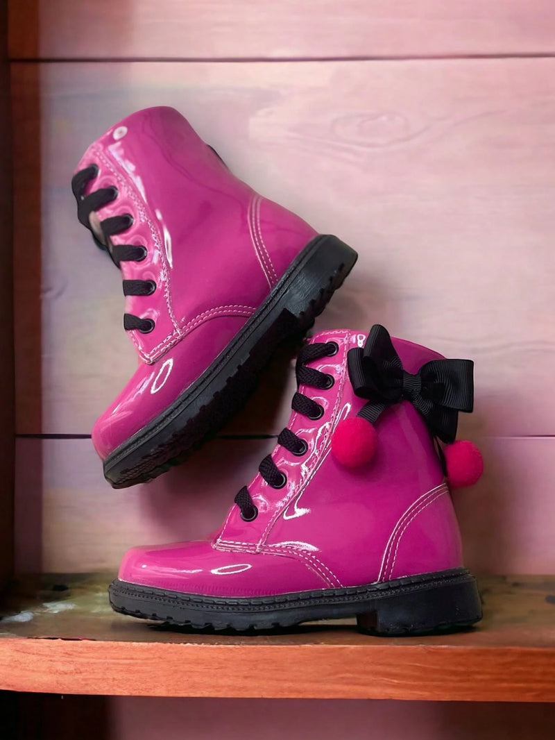 Coturno Infantil Menina Verniz Laço Pompom