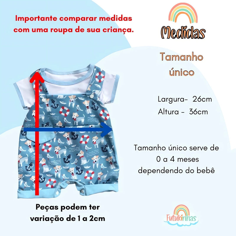 Conjunto Verão Bebê Menino – Macacão Curto e Camiseta