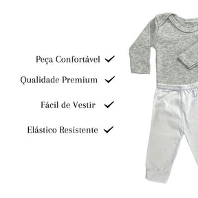 Kit 4 Peças Infantil Mijão, Calça e Body Manga Longa