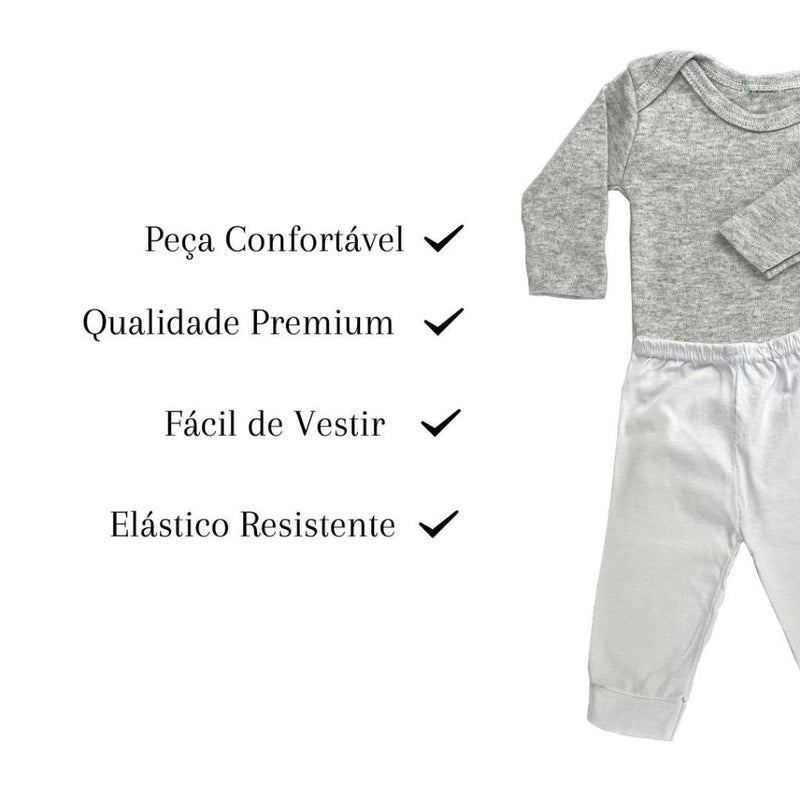 Kit 4 Peças Infantil Mijão, Calça e Body Manga Longa