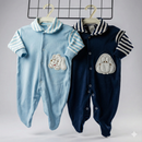 Macacão Suedine Bebê Menino 100% Algodão Bordado