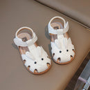 Sandália Infantil Unissex de Couro Coelhinho Estilosa e Confortável