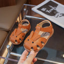 Sandália Infantil Unissex de Couro Coelhinho Estilosa e Confortável