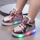 Tênis Infantil Feminino Botinha Gatinha LED