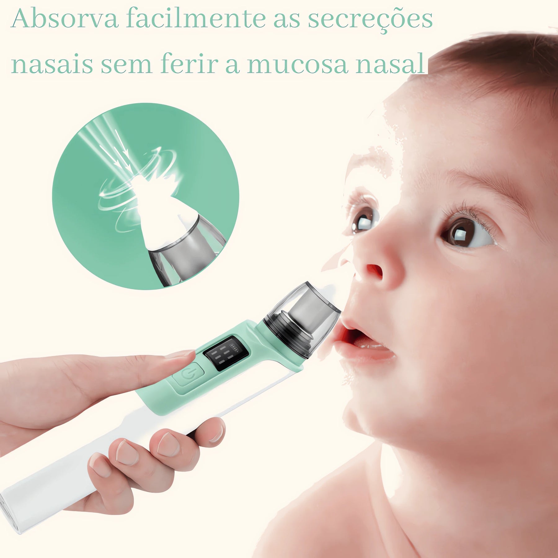 Aspirador Nasal elétrico para bebê com design seguro e eficaz para remover secreções nasais