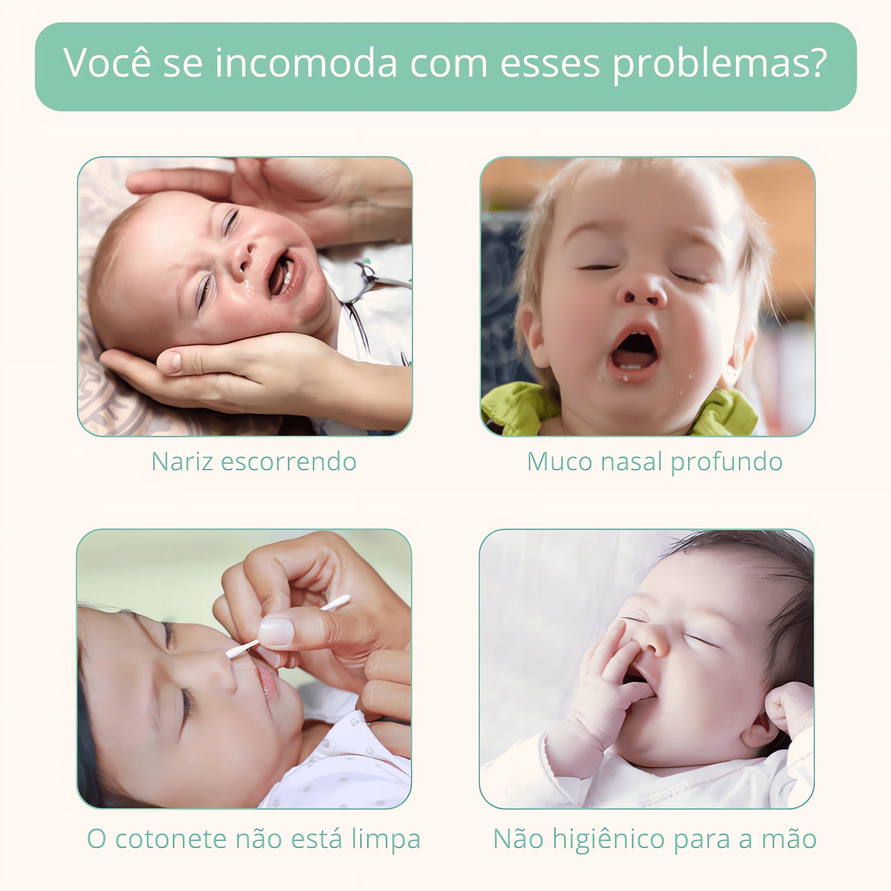 Problemas comuns que o Aspirador Nasal pode ajudar a resolver em bebês como nariz escorrendo e muco nasal