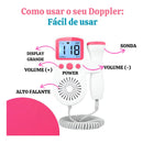 Baby Doppler Fetal branco e rosa com display grande e controles de volume para uso fácil