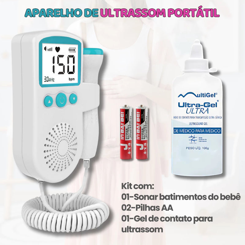 Baby Doppler Fetal portátil com visor digital para ouvir batimentos cardíacos do bebê