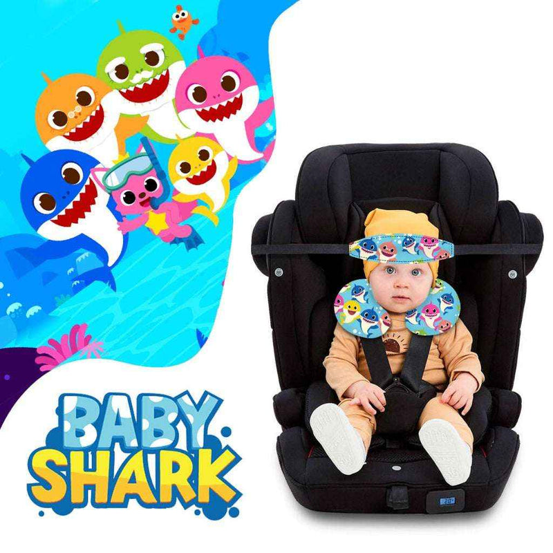 Cadeirinha de carro para bebês Baby Shark com estampa colorida e suporte para pescoço divertido