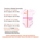 BodyBaby Personalizado rosa claro com tabela de tamanhos e medidas aproximadas para bebês de 1 a 12 meses