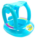 Boia Bote Infantil com Cobertura azul para crianças com proteção solar e assento confortável