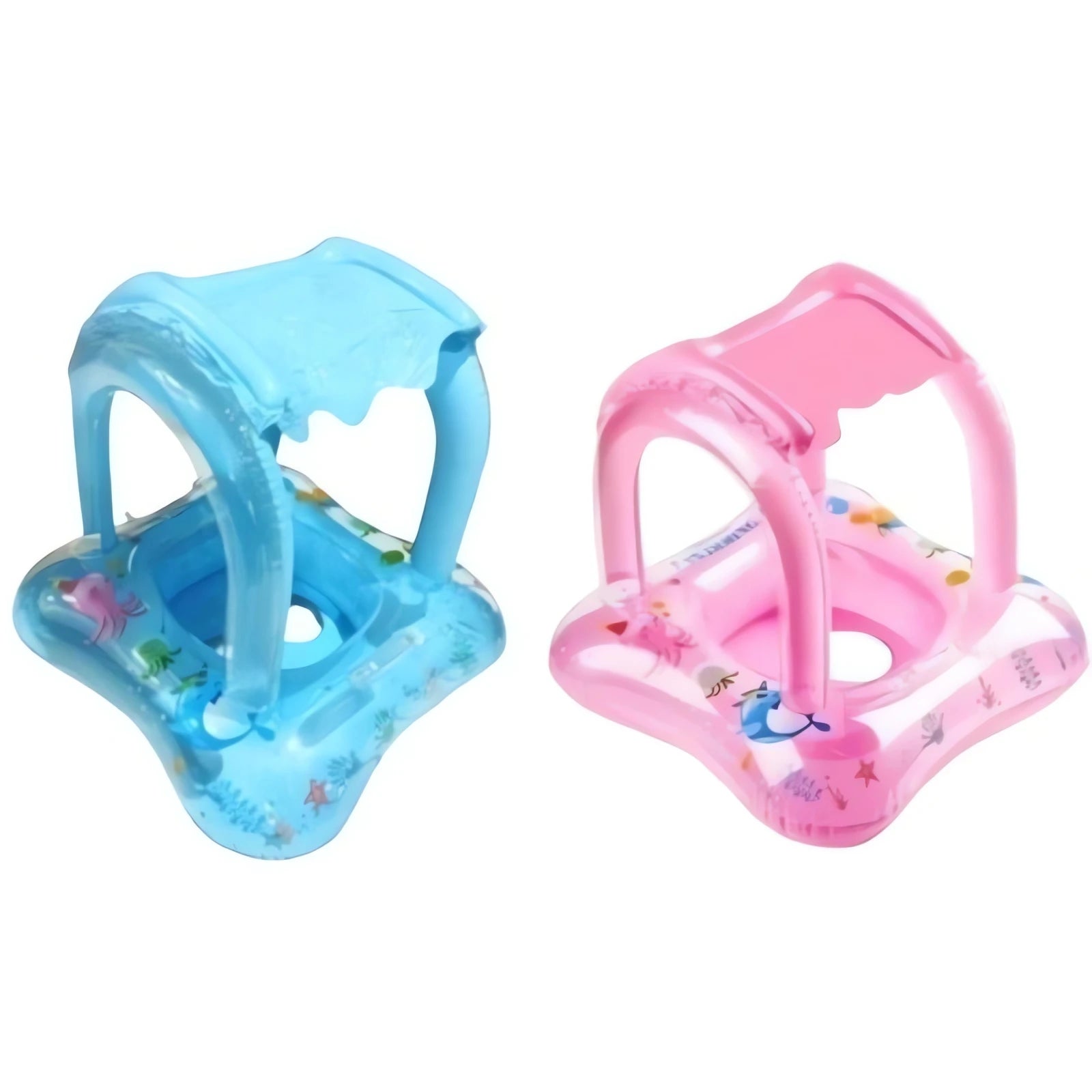 Boia Bote Infantil com Cobertura em plástico azul e rosa com desenhos divertidos para crianças