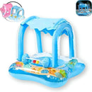 Boia Bote Infantil com Cobertura azul com desenhos coloridos para crianças brincar na piscina