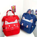 Bolsa Maternidade FlexiBag em vermelho e azul com design de gato para organizar itens de bebê
