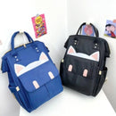 Bolsa Maternidade FlexiBag azul e preta com design de orelhas de gato e várias divisórias