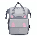 Bolsa Maternidade FlexiBag cinza com detalhes rosados e design de orelhas de gato da Meu Cheirinho Bom