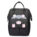 Bolsa Maternidade FlexiBag preta com detalhes de porco rosa e cinza da Meu Cheirinho Bom