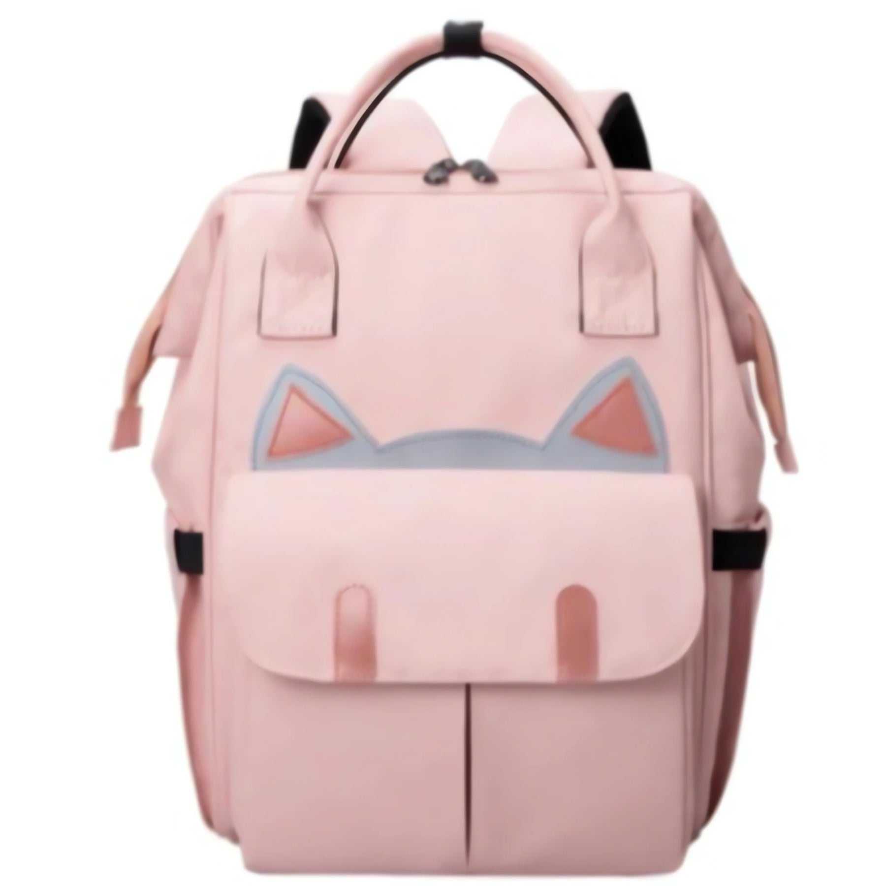 Bolsa Maternidade FlexiBag rosa com design de orelhas de gato e múltiplos compartimentos