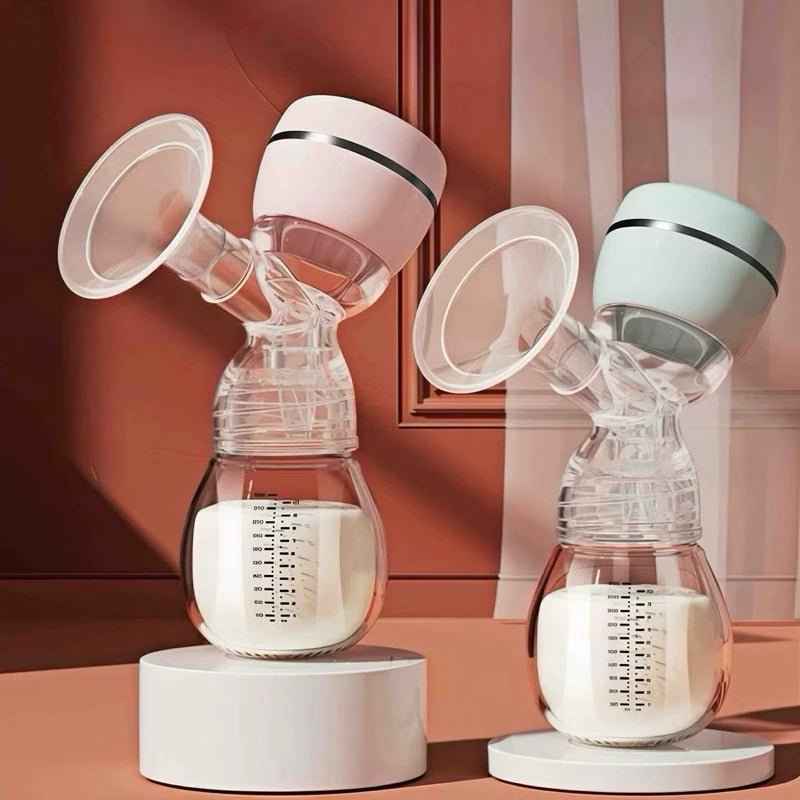 Bomba Tira Leite Elétrica Portátil em rosa e azul, ideal para mães em amamentação