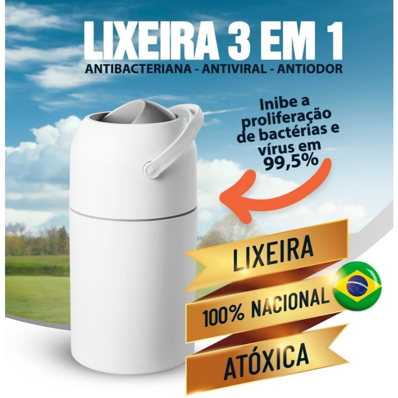 Lixeira Antiodor para quarto do Bebe, Banheiro, fraldas e Pet, lixeira Magica 3 em 1