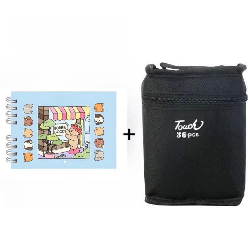Kit Livro de Colorir Bobbie Goods Capa Dura + Canetinhas Dupla Ponta