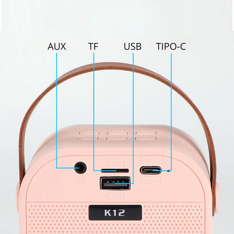 Caixinha Som Karaoke Bluetooth S/ Fio Infantil Com Microfone