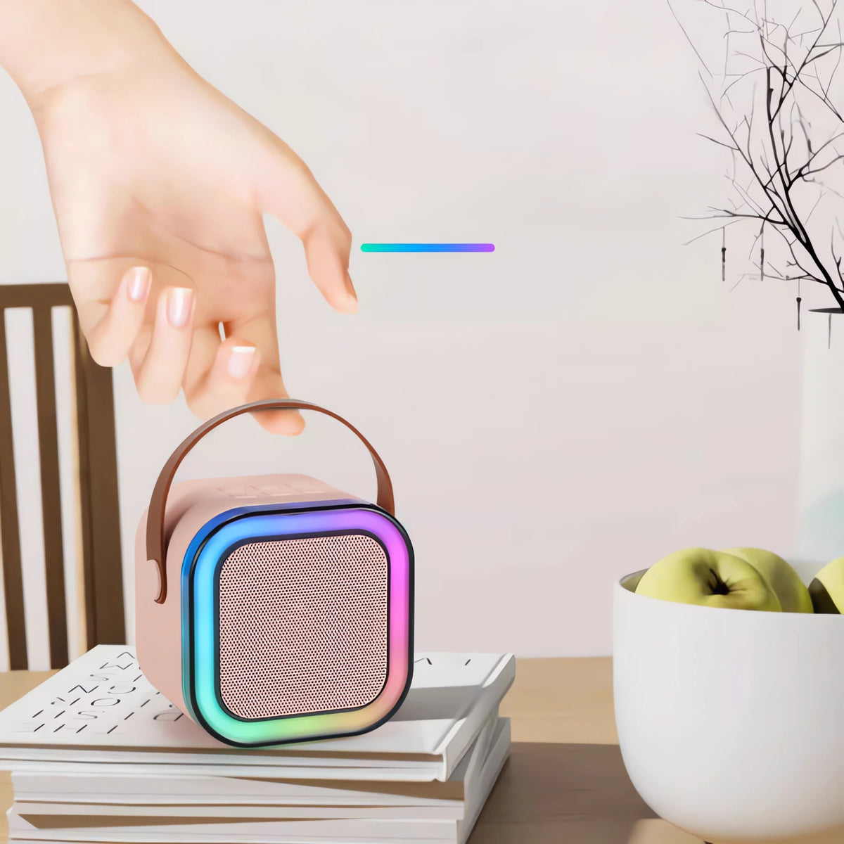 Caixinha Som Karaoke Bluetooth S/ Fio Infantil Com Microfone