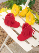 Botinha Antiderrapante para Bebê Menina com Franja Vermelha