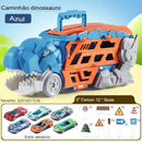 Caminhão Dinossauro Infantil Papa Carrinho 3 em 1 Azul com carros e sinais para diversão de crianças