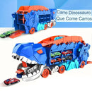 Caminhão Dinossauro Infantil Papa Carrinho 3 em 1 com espaço para carros e movimento divertido