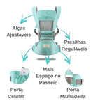 Canguru Ergonômico BebêLeve Comfort com alças ajustáveis e espaço para celular e mamadeira