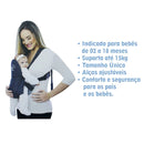 Canguru Flex para bebês de 02 a 18 meses com alças ajustáveis e suporte até 15kg