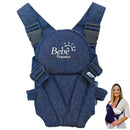 Canguru Flex para bebês em tecido denim azul com alças ajustáveis e design ergonômico