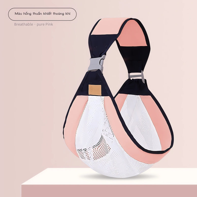 Canguru Portátil em rosa e preto, ideal para transportar seu bebê de forma confortável e segura.