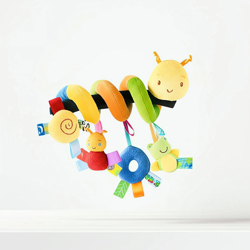 Mobile Centopeia para Bebês espiral colorido com brinquedos pendurados em pelúcia