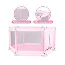 Cercadinho Flex rosa com tela transparente e sem pontas para segurança de crianças pequenas