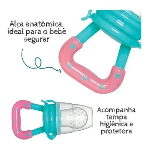 Chupeta Alimentadora Infantil com Tampa Higiênica e Bico Macio para Frutas.