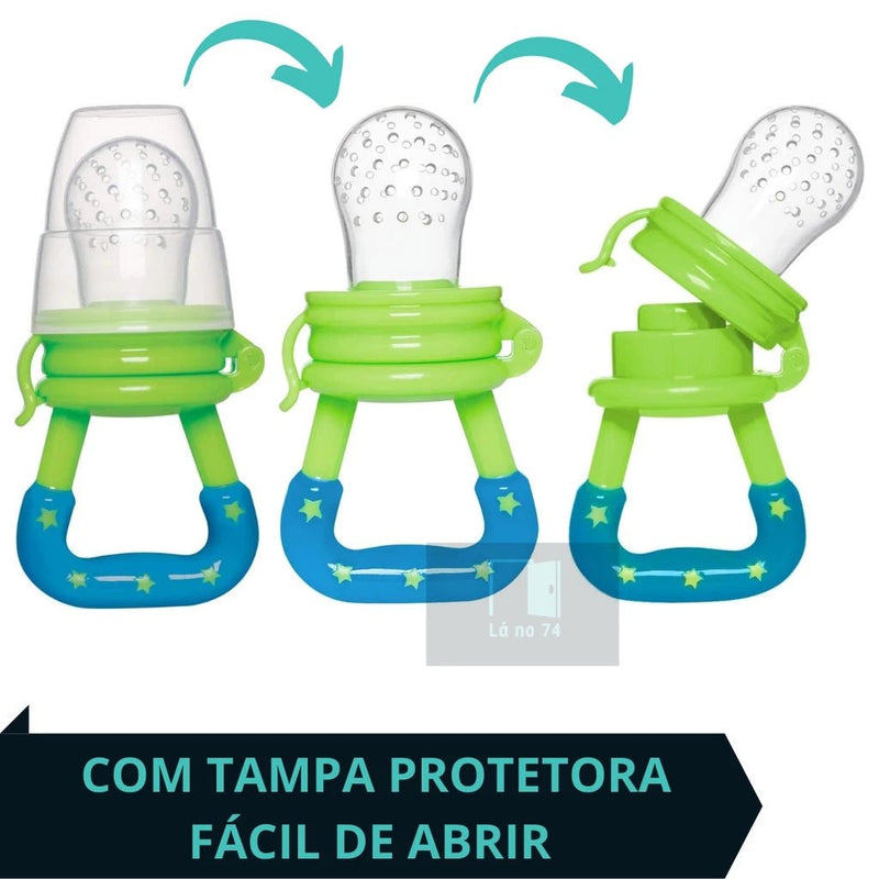 Chupeta Alimentadora Infantil com Tampa Higiênica e Bico Macio para Frutas.