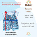 Conjunto verão bebê menino com estampa de animais marinhos e medidas de 26 cm de largura por 36 cm de altura